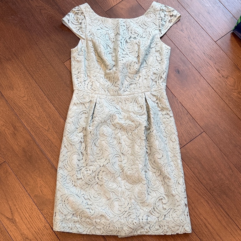 J. Crew GreenElegant Lace Cap Sleeve Dress Size 2 C12-013 - Picture 2 of 8